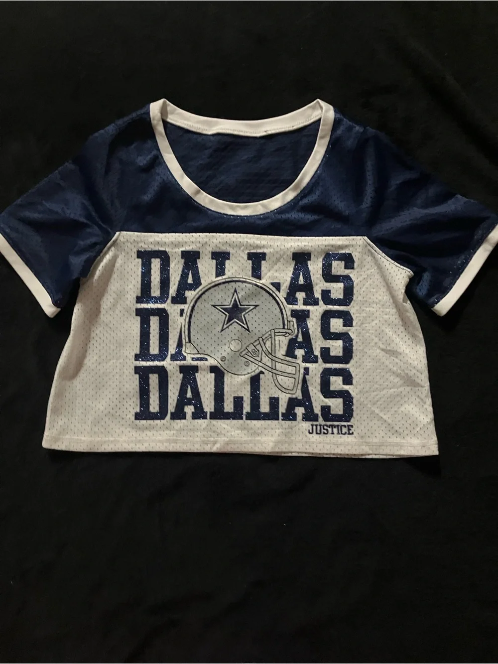 Justice Navy & White Dallas Graphic Crop Tee
